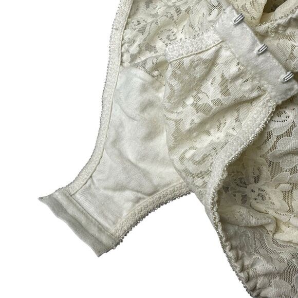 Vintage Bali Floral Cream Lace Bodysuit 40B Nylon Stretch Shaper Underwire 7432 - Picture 5 of 9